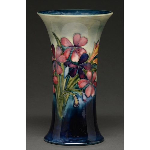 487 - A Moorcroft Spring Flowers vase, mid 20th c, 21cm h, impressed marks, painted signature... 