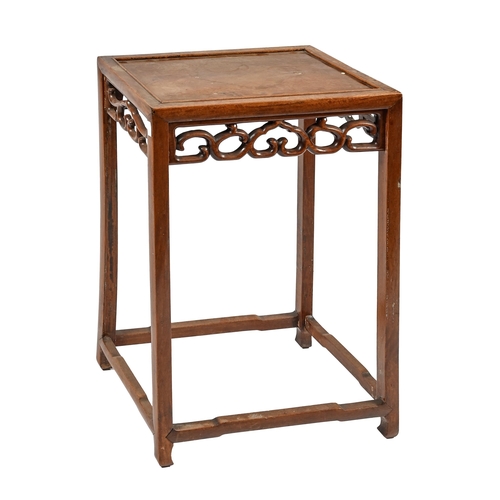 1046 - A Chinese hardwood table, Qing dynasty, c1900, 61cm h; 28.5 x 42cm