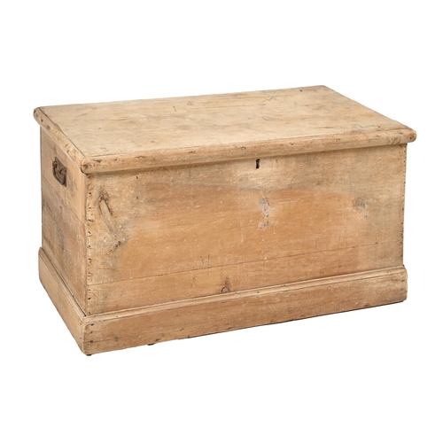 1065 - An Edwardian pine trunk, with iron handles, 46cm h; 47 x 93cm