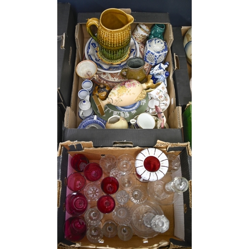 1138 - Miscellaneous ceramics and glass, including a Royal Worcester ewer, with mask handle, cranberry and ... 