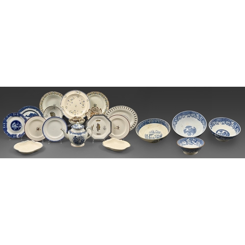 308 - A study collection of Knottingley and Ferrybridge, Ralph Wedgwood & Co creamware and blue printe... 