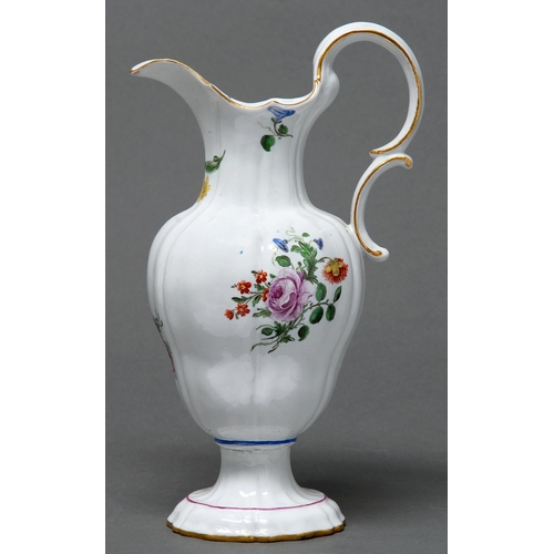 340 - A Doccia ewer, c1770, of ogee form and painted in Meissen style with bouquets and scattered flowers ... 