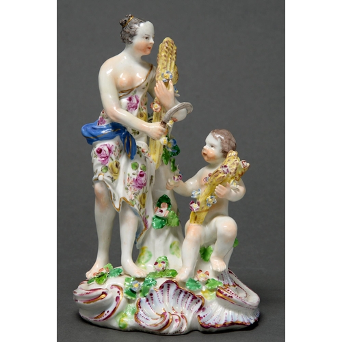 392 - A Bow Classical Seasons group of Ceres and a child bearing sheathes of corn and emblematic of 'Summe... 