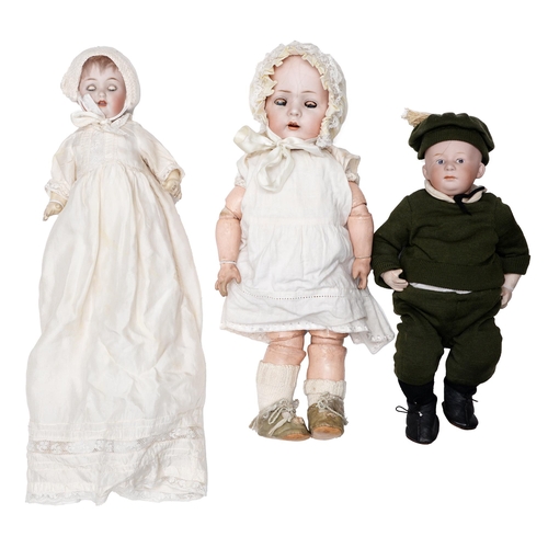 502 - A Gebruder Heubach bisque head character doll, c1910, with intaglio eyes and closed mouth on composi... 