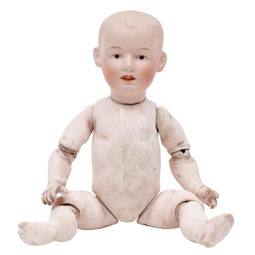 507 - A German bisque head character doll, likely Gebruder Heubach, c1910, bisque head with intaglio eyes,... 