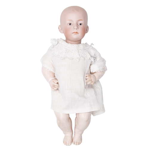 509 - A German bisque head character doll, likely Gebruder Heubach, c1910, bisque head with intaglio eyes,... 