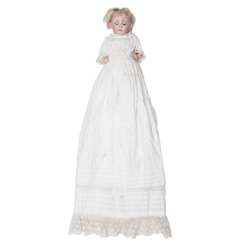 510 - A Gebruder Heubach 7246 bisque head pouty character doll, c1912, with sleeping glass eyes and closed... 