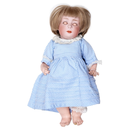 511 - A Gebruder Heubach pouty 7246 bisque head character doll, c1912, with glass sleeping eyes and closed... 