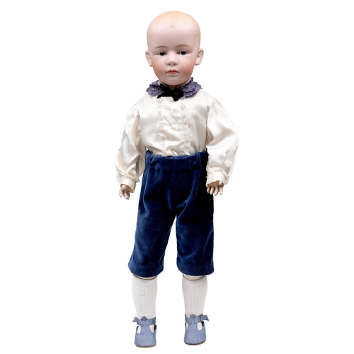 512 - A Gebruder Heubach bisque 7602 character boy doll, c1912, bisque head with intaglio eyes, closed mou... 