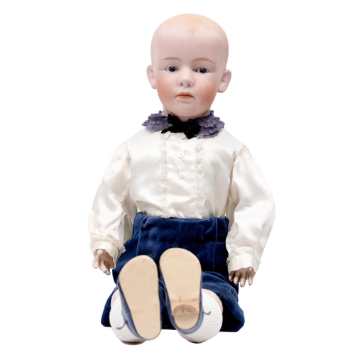 512 - A Gebruder Heubach bisque 7602 character boy doll, c1912, bisque head with intaglio eyes, closed mou... 