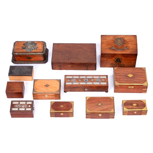 570 - Two mother of pearl cribbage boxes and nine boxes, 19th c and later, 30cm l and smaller (11)... 