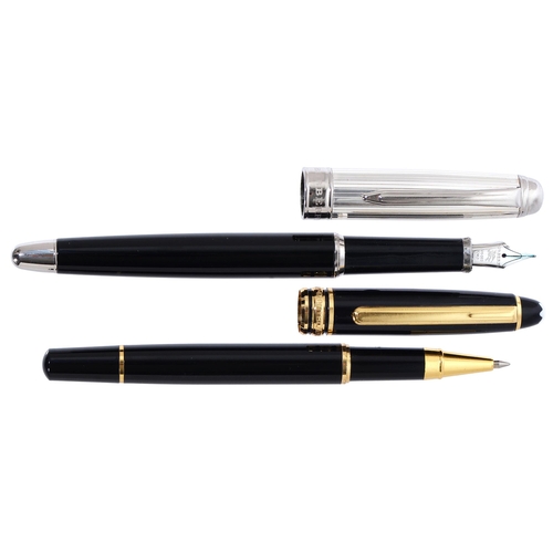 631 - A Mont Blanc Meisterstück rollerball pen and a Burberry fountain pen, with 14k nib