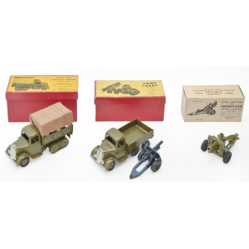 649 - Three William Britains military vehicles, comprising of British Army covered tender, No. 1433, army ... 