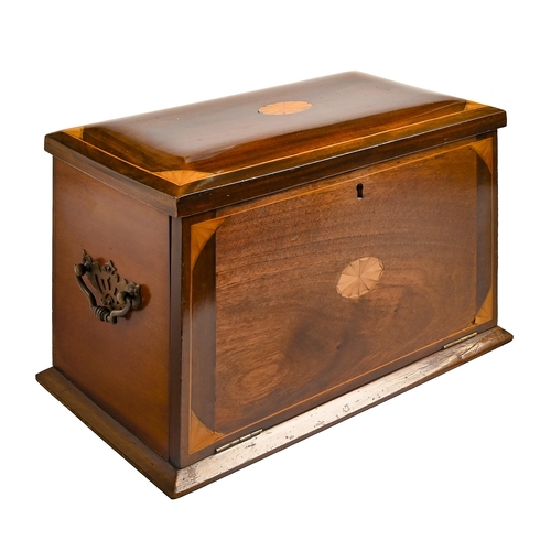 731 - An inlaid mahogany stationery cabinet, with fitted interior, 26cm h; 42 x 21cm