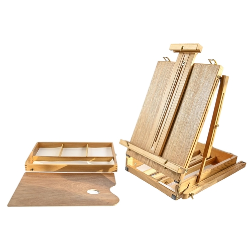 770 - An artist's folding easel, palette and paint box