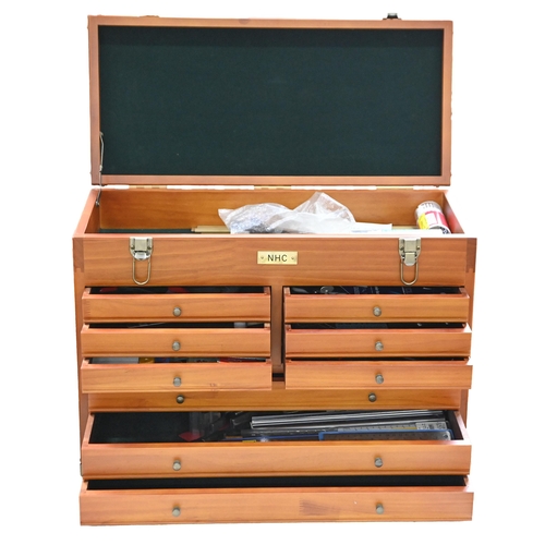 775A - A ProTech stained wood tool chest, 41cm h and miscellaneous tools