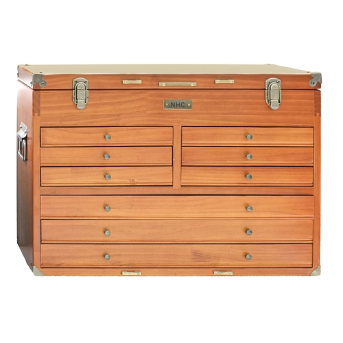 775A - A ProTech stained wood tool chest, 41cm h and miscellaneous tools