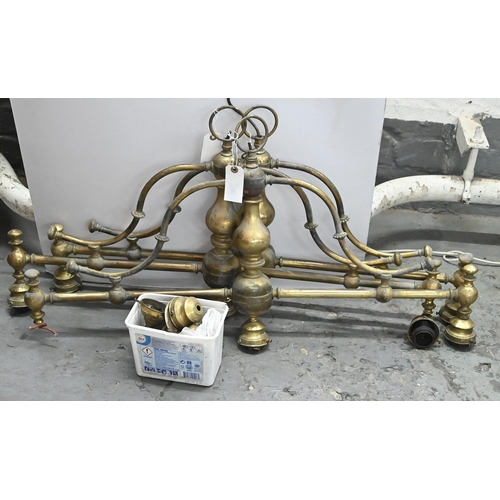 780 - A set of three brass hanging lights, early 20th c, 90cm w