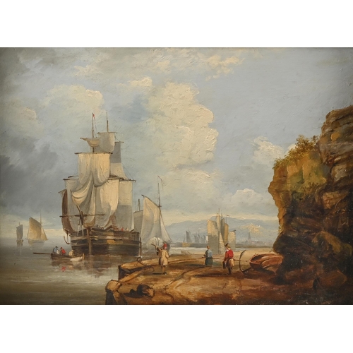 904 - British School, 19th century - Harbour Scene, Morning, oil on panel, 44 x 59cm