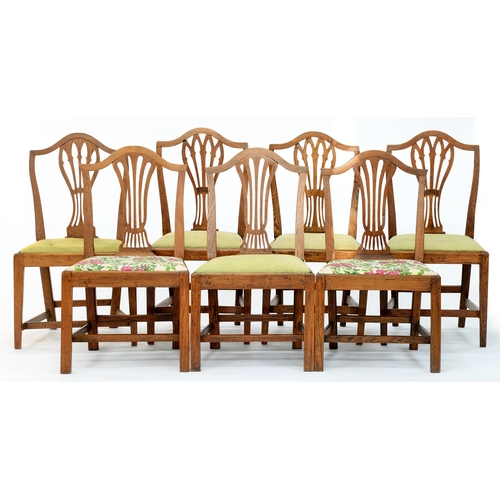 959 - Two sets of three and four George III elm dining chairs