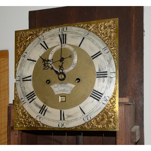 956 - A George III mahogany eight-day longcase clock, Justin Vulliamy, London, the 12 inch brass dial with... 