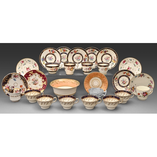 102 - Miscellaneous English porcelain teaware, c1815-1825, to include H & R Daniel, Coalport and a Min... 