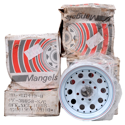 1060 - A set of four steel white car wheels, 6 x 14