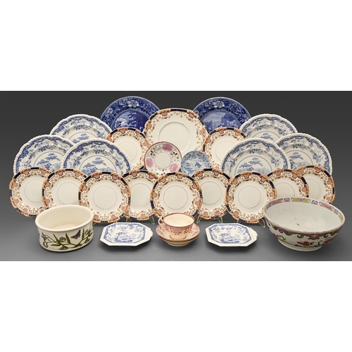 146 - Miscellaneous English earthenware dinner and tea ware, early 19th c and later, to include Spode and ... 