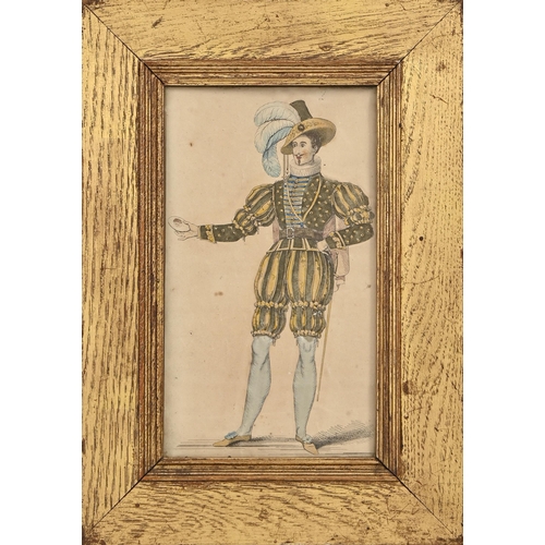 204 - A theatrical tinsel picture of an actor, early 19th c, 21 x 12cm