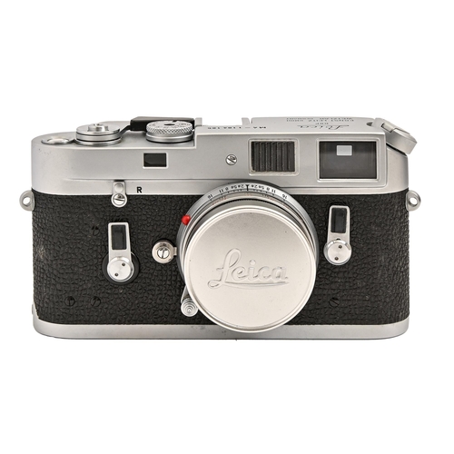 258 - A Leica M4 rangefinder camera, chrome, serial No 1184185, with Leitz Elmar f2.8 50mm lens, serial No... 