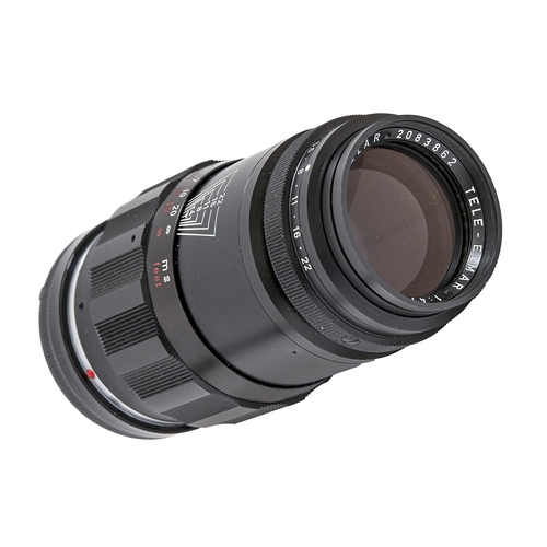 261 - Leica equipment. A Leitz Tele-Elmar f4 135mm lens, M mount, black, serial No 2083862, lens capProven... 