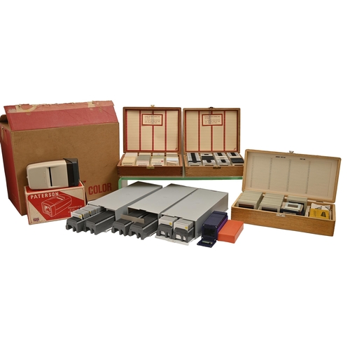 268 - A Leitz Pradovit Colour slide projector, maker's booklet and case and various colour slides, of view... 