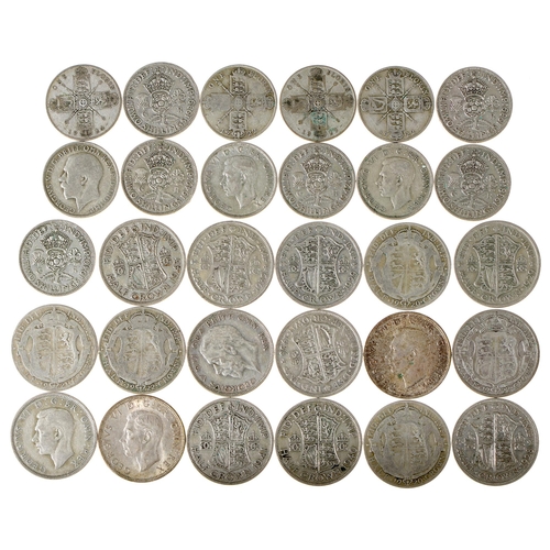 324 - Coins. Florins and Halfcrowns, period 1920-1946, 12oz 5dwt