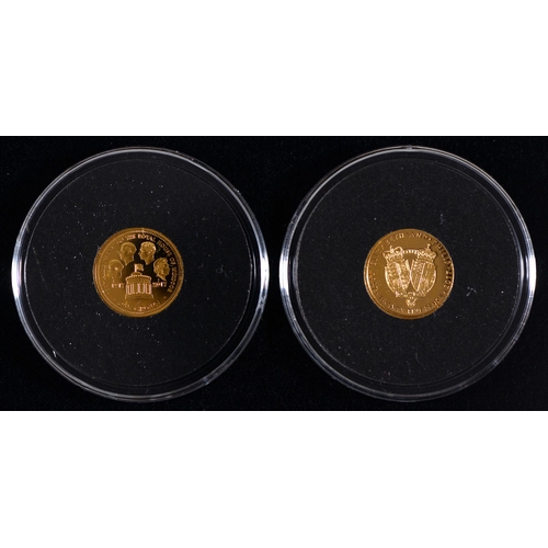 325 - Gold coins. Tristan da Cunha commemorative Crown, two, 9ct, 2g (2)