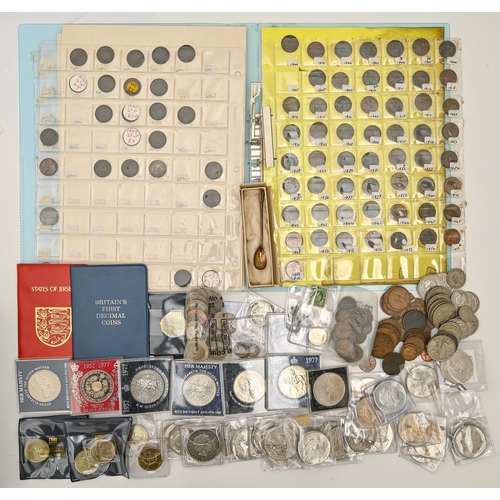 343 - Coins. Charles I silver Shilling, miscellaneous other British pre-decimal, commemorative and later c... 