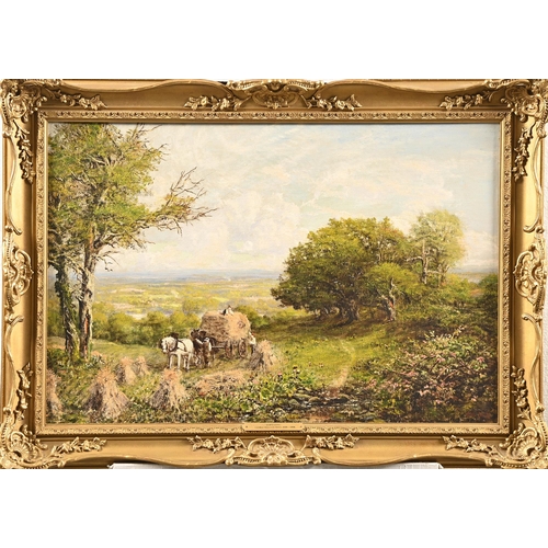 498 - George William Mote (1832-1909) - Haymaking, signed, oil on canvas, 49 x 74.5cm