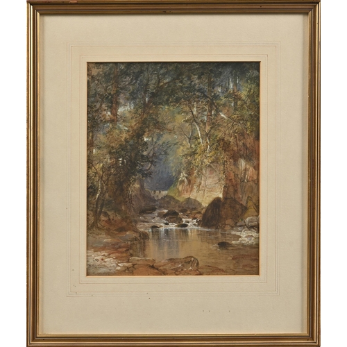 507 - William Williams of Plymouth (1808-1895) - A Rocky Gorge, Devon, signed, dated 1849, inscribed Plymo... 