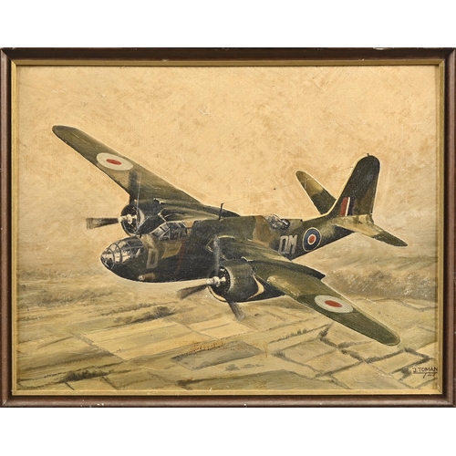 512 - J Toman, 1947 – Douglas Boston Aircraft of the Royal Air Force, signed and dated, oil on board, 44 x... 