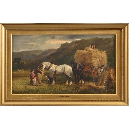 520 - Attributed to George Cole (1810-1883) - Loading the Wagon, oil on canvas, 29 x 49cm