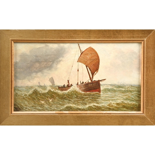 536 - Bernard Benedict Hemy (1844-1910) - Fishing Schooner on Choppy Seas, signed, oil on canvas, 25 x 45.... 