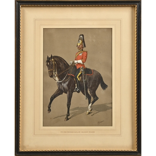 543 - Richard Simkin (1840-1926) - 7th (The Princess Royal's) Dragoon Guards, signed, titled mount, gouach... 