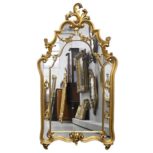 594 - A reproduction rococo gilt mirror, 128cm h