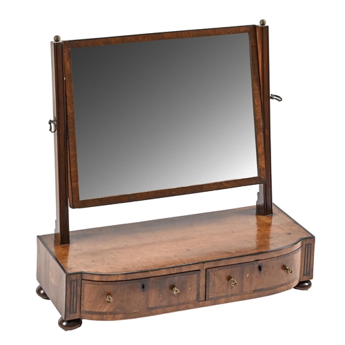 663 - A Victorian mahogany dressing mirror, on turned bun feet, 58 x 56cm