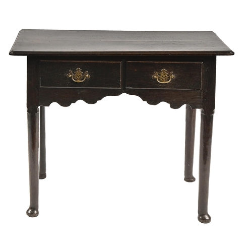 666 - A George III oak side table, 68cm h; 43 x 82cm