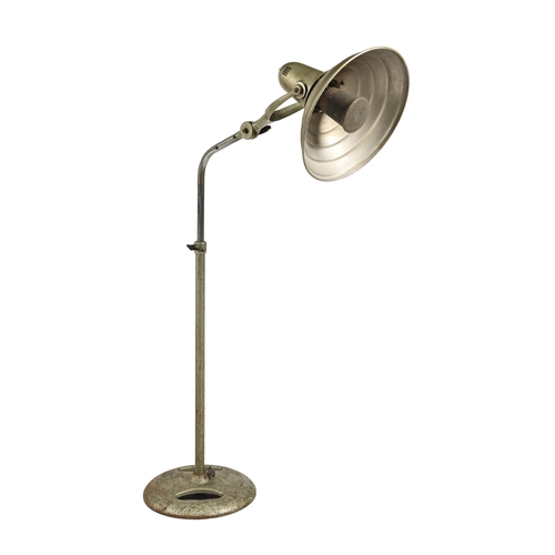 714A - Industrial design. A chromium plated and anodised metal adjustable floor lamp with Bakelite knobs, m... 