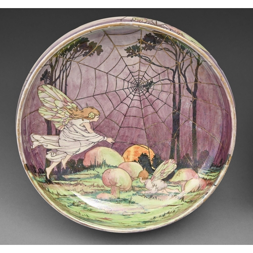 77 - A Grimwades Royal Winton Fairy Cobwebs bowl, c1935, 23.5cm diam, printed mark and a Secessionist maj... 