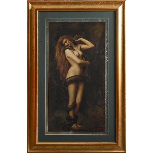 773 - After John Collier, 1887 - Lilithe, a modern reproduction print, 84 x 45cm, in a contemporary gilt f... 