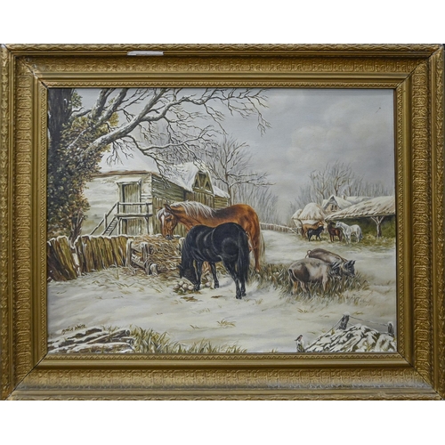 774 - Miscellaneous pictures and prints, including Studies of Horses, oil on board, signed Monica White an... 