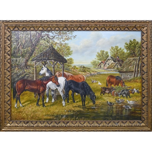 774 - Miscellaneous pictures and prints, including Studies of Horses, oil on board, signed Monica White an... 