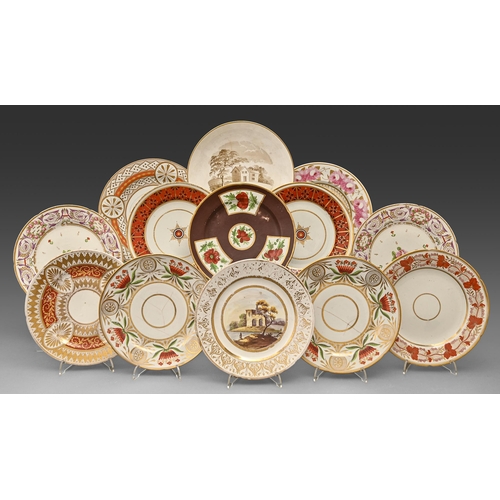 95 - Miscellaneous English porcelain dessert plates, c1820-1830, to include Chamberlain's Worcester and C... 